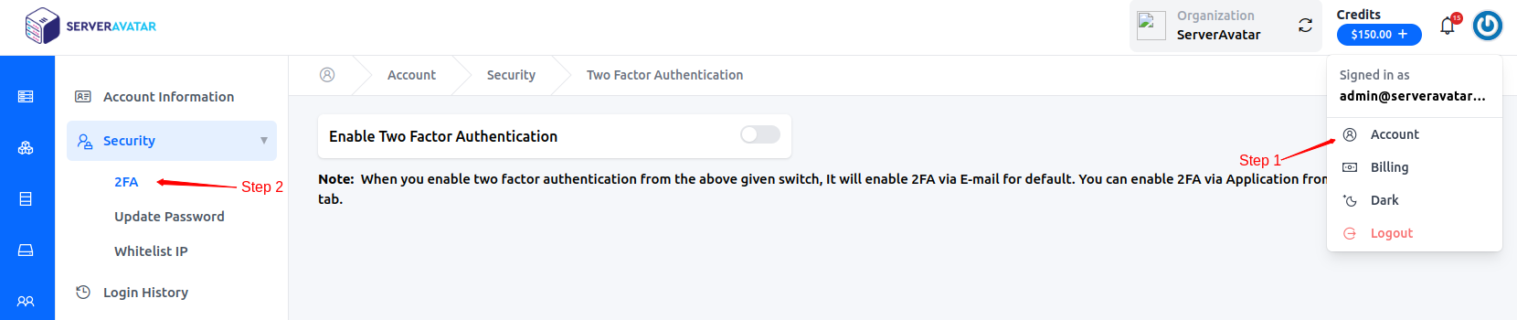 Enable Two-Factor Authentication