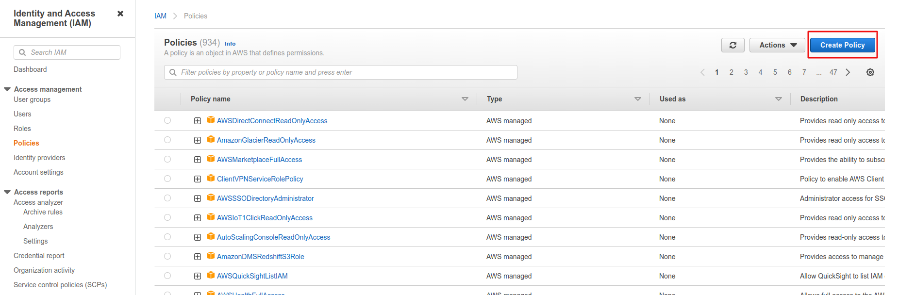 AWS Lightsail - Policy
