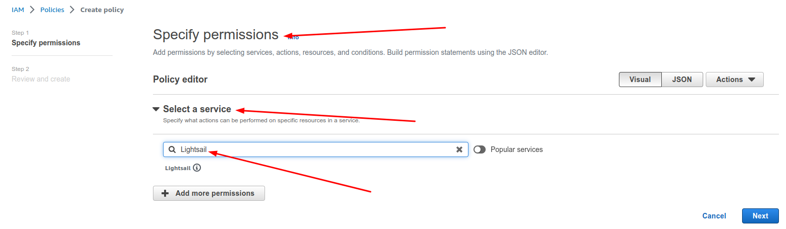 AWS Lightsail - Policy