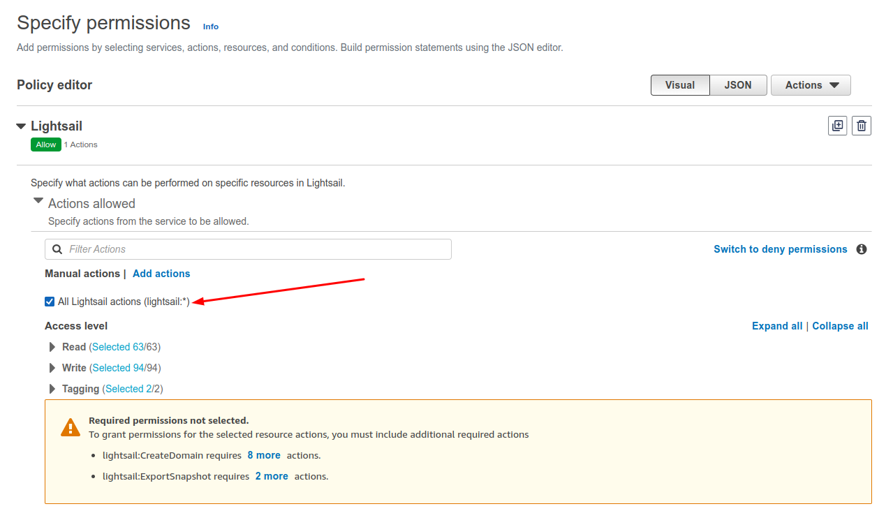 AWS Lightsail - Policy