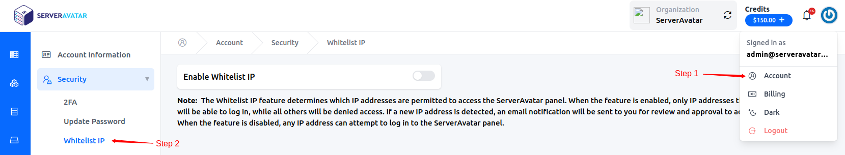 Enable Whitelist IP