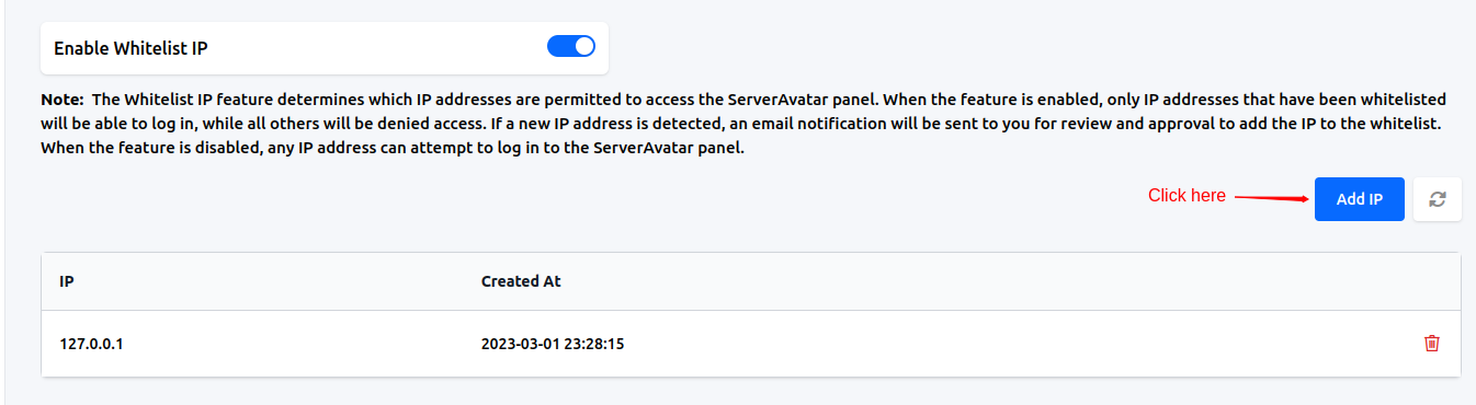 Enable Whitelist IP